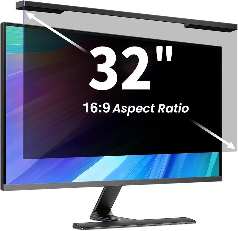 ZpTsarinal Hanging 32 Inch Computer Privacy Screen Filter, Hanging Computer Screen Privacy Cover, Compatible with, 32 Inch 16:9 Widescreen Monitors, Protect Eyes from Glare and Blue Light - Image 1